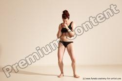 Underwear Martial art Woman White Moving poses Slim medium brown Dynamic poses Academic